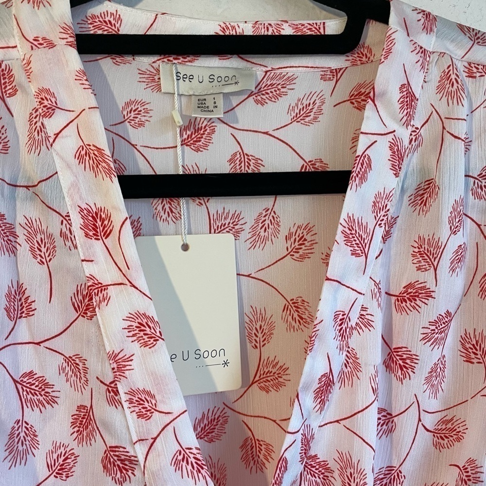 Anthropologie Blush Floral Wrap Blouse - Picture 5 of 9